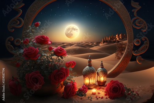 Romantic evening in the des...