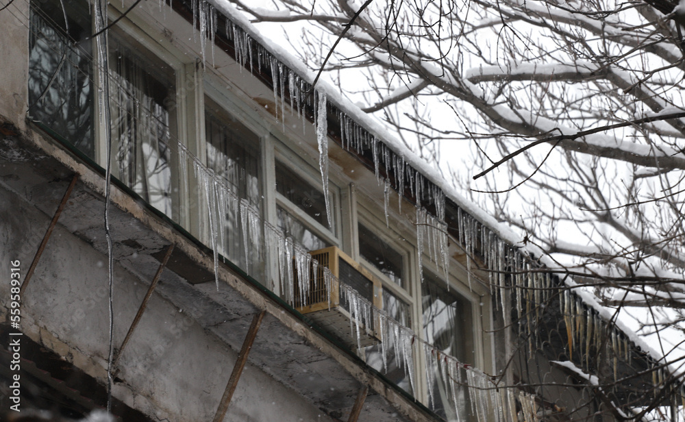 Icicles on the building 