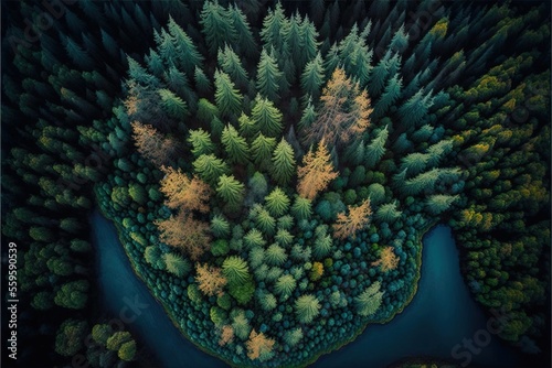 Forest landscape aerial pho...