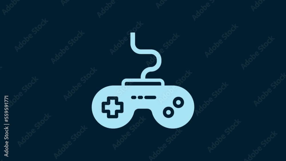 White Gamepad icon isolated on blue background. Game controller. 4K Video motion graphic animation White Gamepad icon isolated on blue background. Game controller. 4K Video motion graphic animation