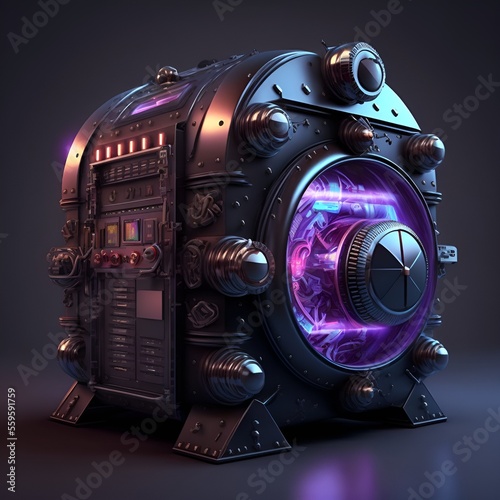 illustration of a beautiful time machine, futuristic