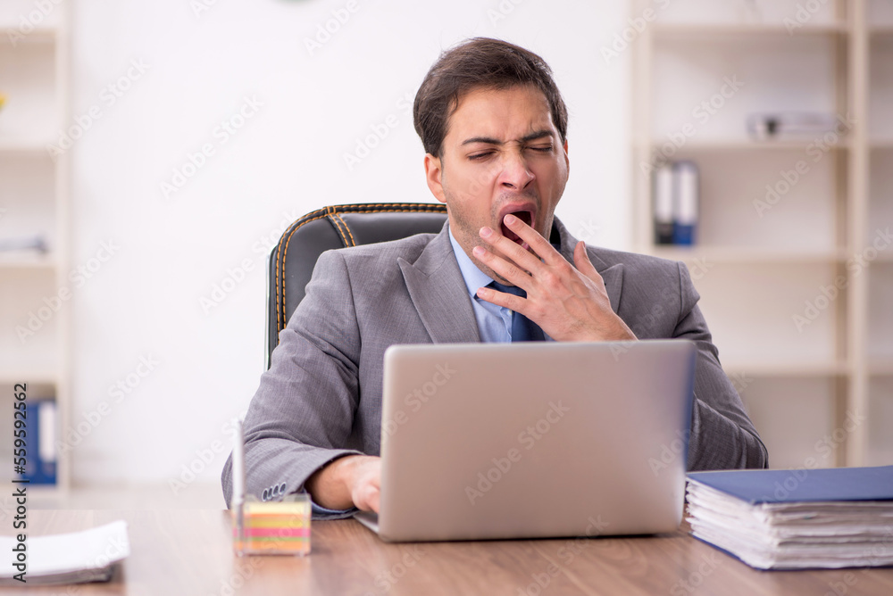 Young male employee working in the office Young male employee working in the office