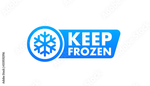 Keep frozen label. Keep frozen - badges for product. Sticker with snowflake and thermometer. Storage in refrigerator and freezer. Vector illustration