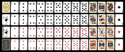 Playing cards, full deck - Set with isolated cards 
