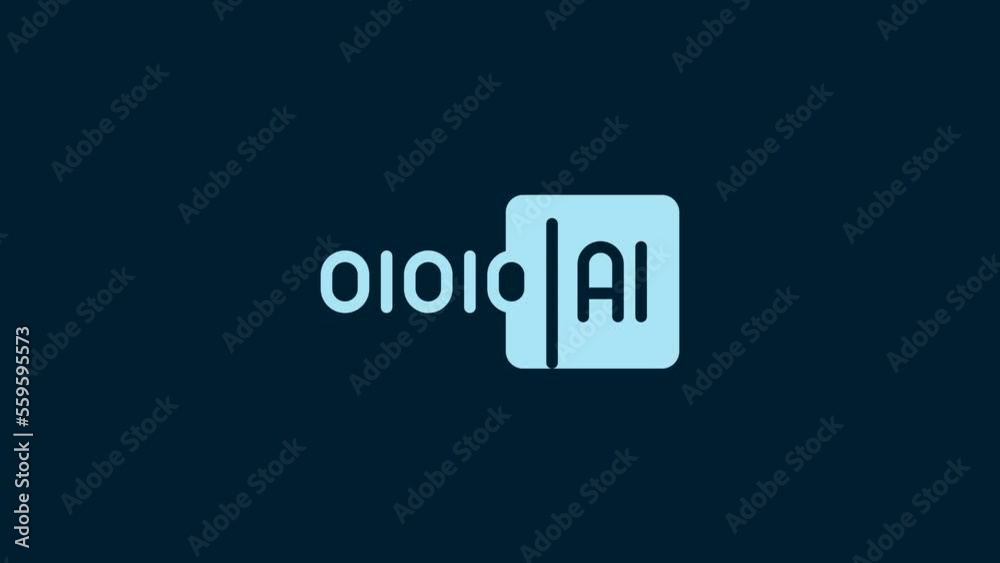 White Binary code icon isolated on blue background. 4K Video motion graphic animation White Binary code icon isolated on blue background. 4K Video motion graphic animation