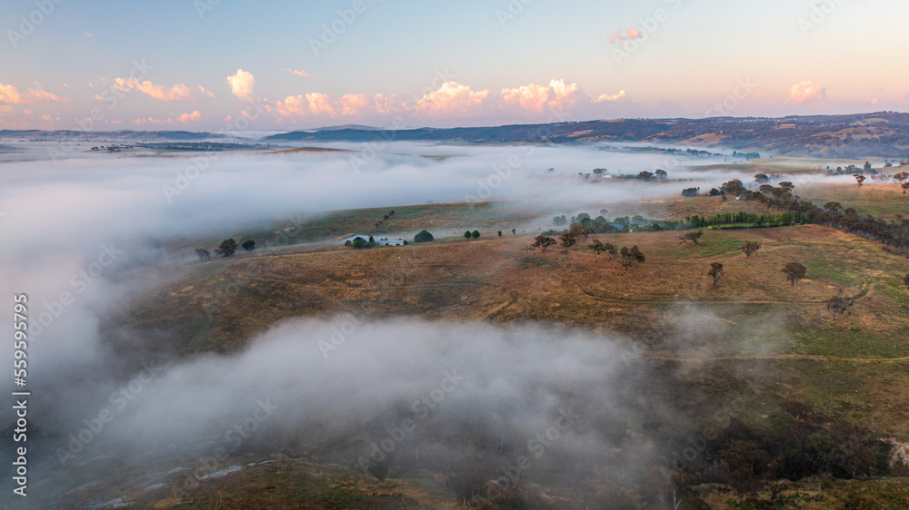 fog over the fields