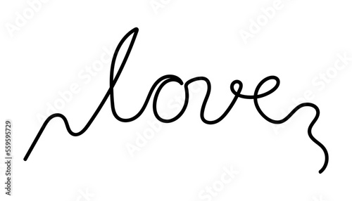 Handwritten inscription Love. Isolated vector illustration. A word in the style of linart, minimalistic design.