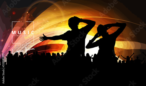 Silhouette of a party crowd - vector illustration