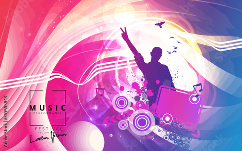 Silhouette of a party crowd - vector illustration