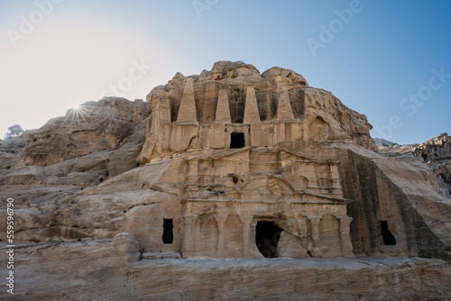 Nabataean Obelisk Tomb and Bab al Siq Triclinium Exterior Facade in Petra, Jordan, a Rock Cut Grave