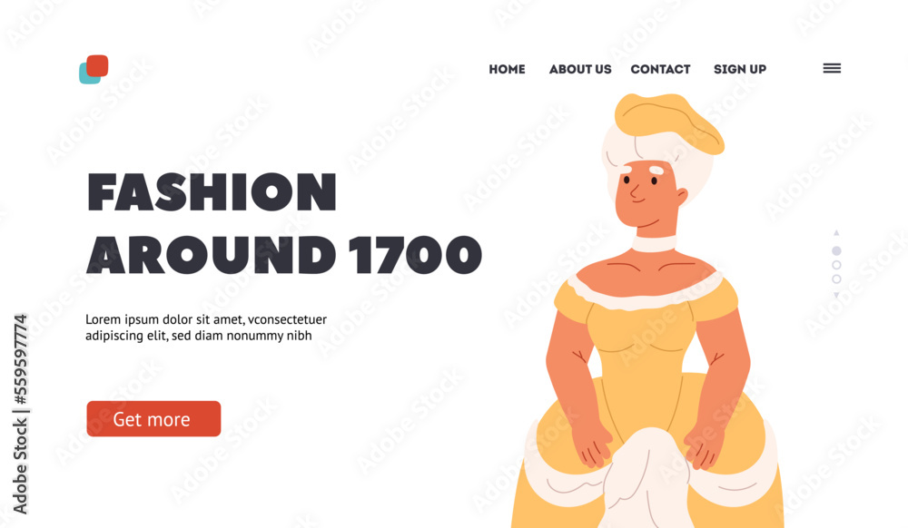 Φωτογραφία Fashion of 17th century concept of landing page with noble woman in dress for ca