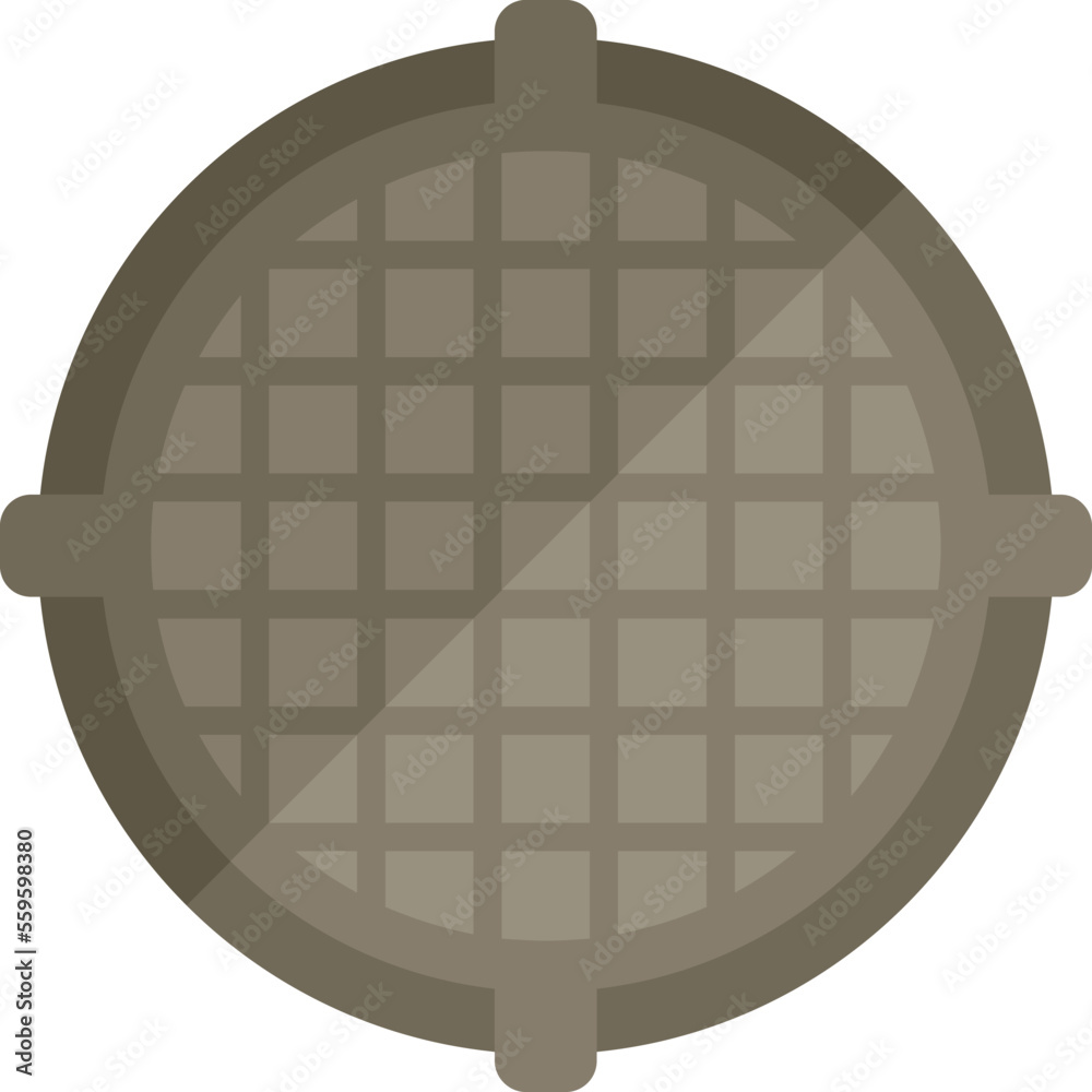 Sewerage manhole icon flat vector. City road. Circle metal isolated Sewerage manhole icon flat vector. City road. Circle metal isolated
