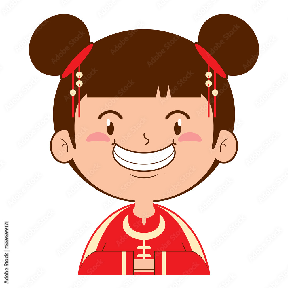 Obraz premium chinese girl happy face cartoon cute