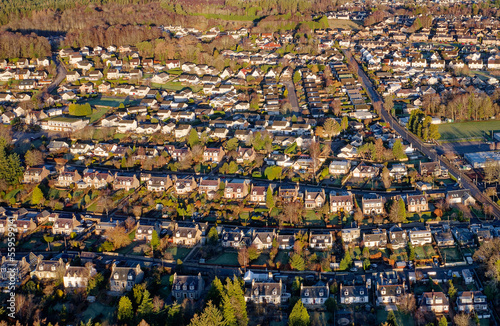 Aerial view of Banchory village in Aberdeenshire