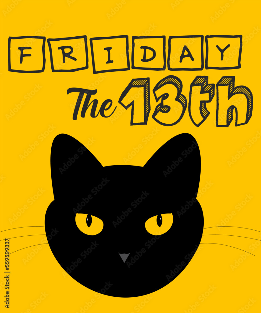 Black cat Friday the 13th yellow background Stock Vector Adobe Stock