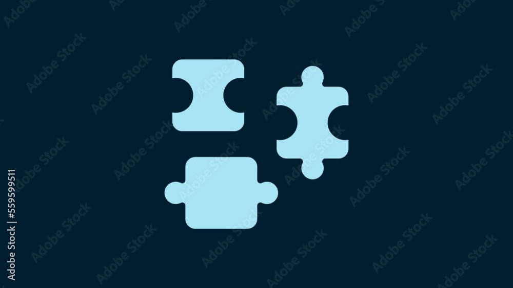 White Puzzle pieces toy icon isolated on blue background. 4K Video motion graphic animation White Puzzle pieces toy icon isolated on blue background. 4K Video motion graphic animation