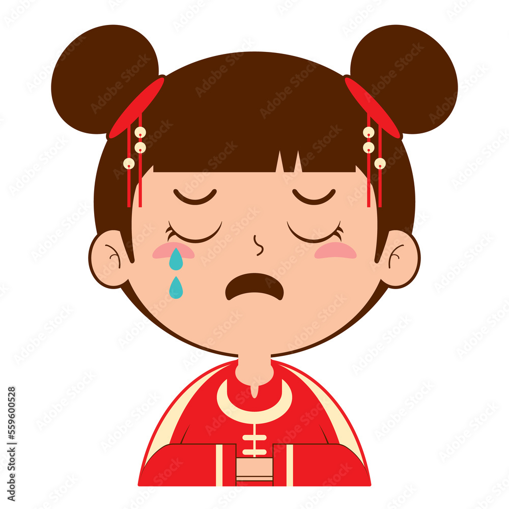 Obraz premium chinese girl crying face cartoon cute
