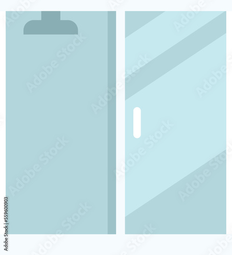 Room shower cabin icon flat vector. Stall glass. Bathroom door isolated