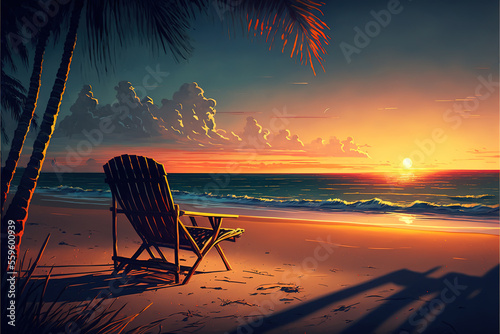 Slika na platnu sunset on the beach chill landscape