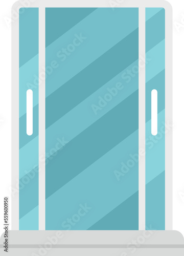 Bath cabin icon flat vector. Glass stall. Home interior isolated