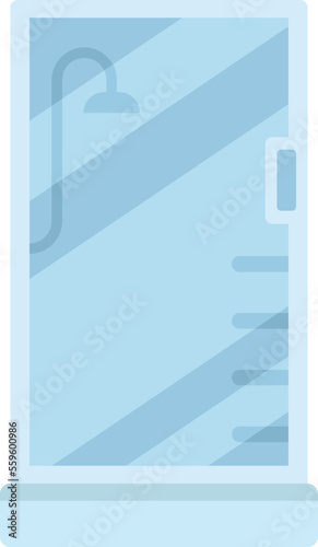 Design shower cabin icon flat vector. Glass door. Water bath isolated