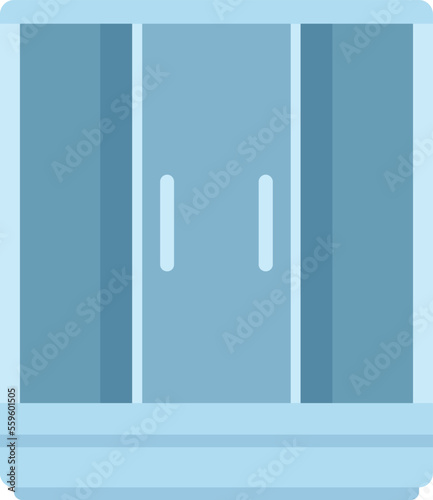 Domestic shower cabin icon flat vector. Room bath. Water interior isolated