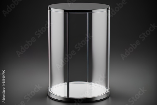 glass container Glass cylinder that is empty and translucent, isolated on a transparent background. translucent display box for an exhibit. true to life. Generative AI