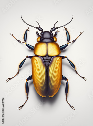 Photorealistic 3D illustration of insect on a white background, viewed from the top. Perfect for use in a variety of contexts, including scientific or educational materials, nature-themed designs.