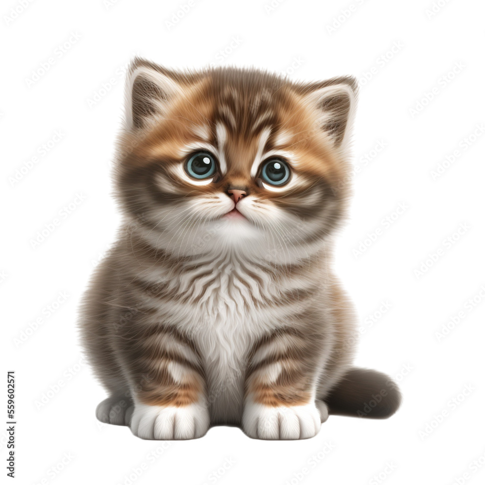 Cute baby cat, isolated without background, png