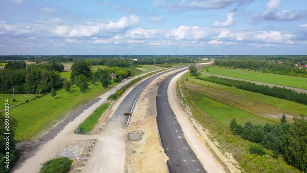 Construction site of S7 road in Poland, part of European route E77 in Ruda village near Tarczyn, Poland Construction site of S7 road in Poland, part of European route E77 in Ruda village near Tarczyn, Poland