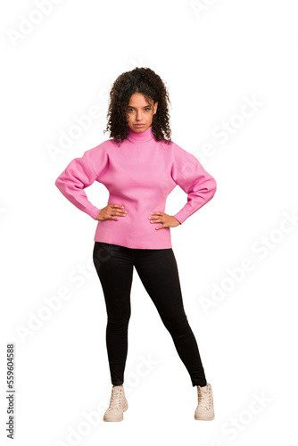 Full body young african american woman cut out isolated