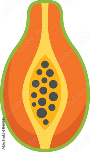 Gmo papaya icon flat vector. Agriculture food. Dna test isolated