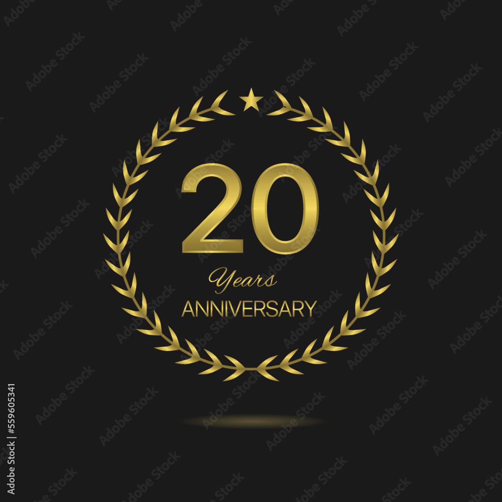 Naklejka premium Twenty years Anniversary golden laurel wreath label