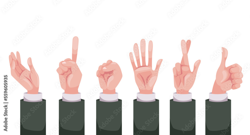 Hand arm pose gesture fingers pinch point concept set collection. Design graphic element vector illustration