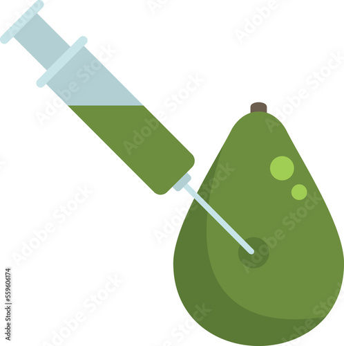 Gmo avocado icon flat vector. Dna food. Medicine fruit isolated