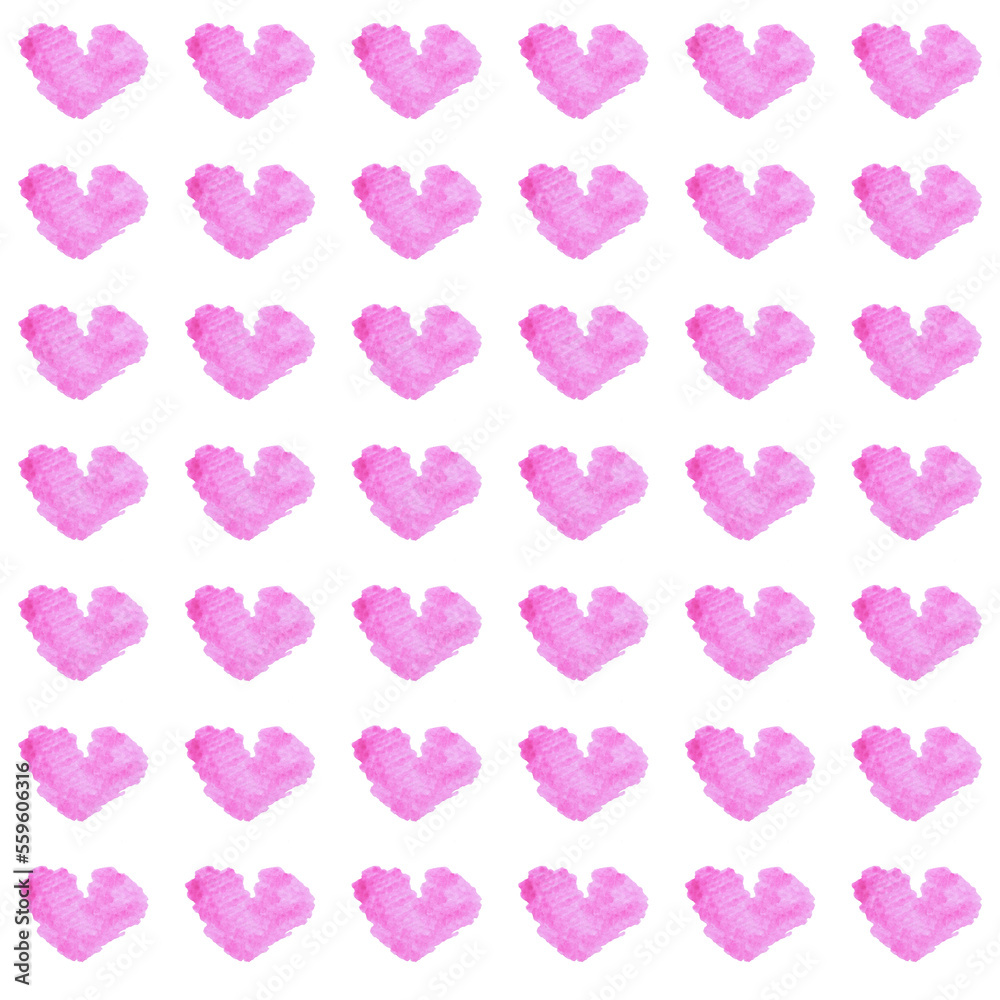 Fototapeta premium seamless hand-painted watercolor pink hearts pattern on pink background