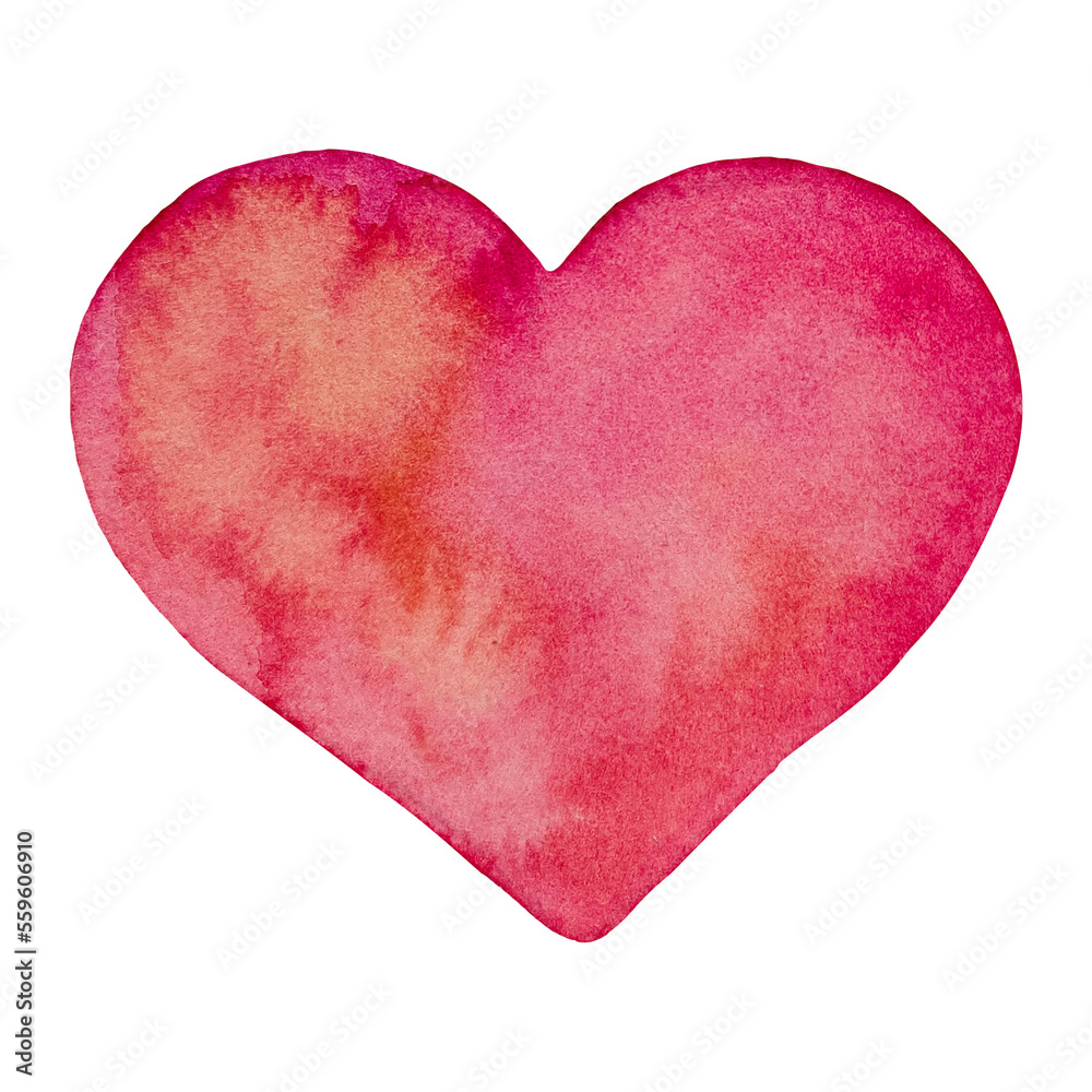 watercolor red heart on white background