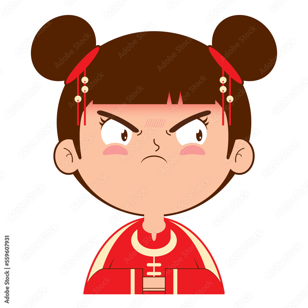 Obraz premium chinese girl angry face cartoon cute