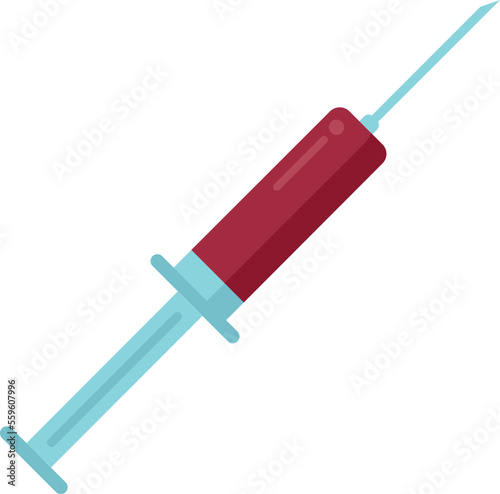 Gmo syringe icon flat vector. Dna food. Gene fruit isolated