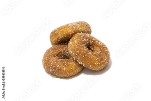 Lots of rosquillas, typical Spanish donuts. Isolated on white background. Spanish food concept.