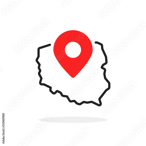red geotag with thin line simple poland map icon photo