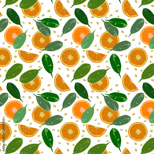 Pattern of lemon slices and leaves
