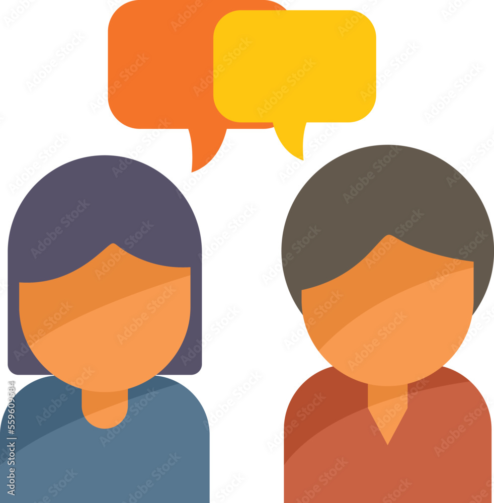 Fototapeta premium People interaction icon flat vector. Digital social. Teamwork mobile isolated