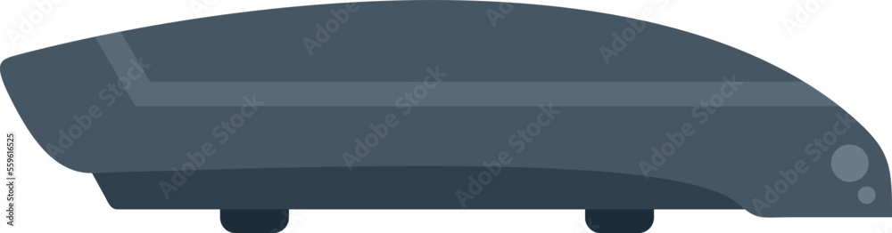 Road roof box icon flat vector. Car trunk. Vacation cargo isolated