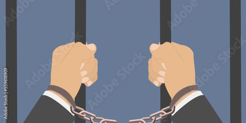 3D Isometric Flat Vector Conceptual Illustration of Arms Of Prisoner, Criminal Behind Bars