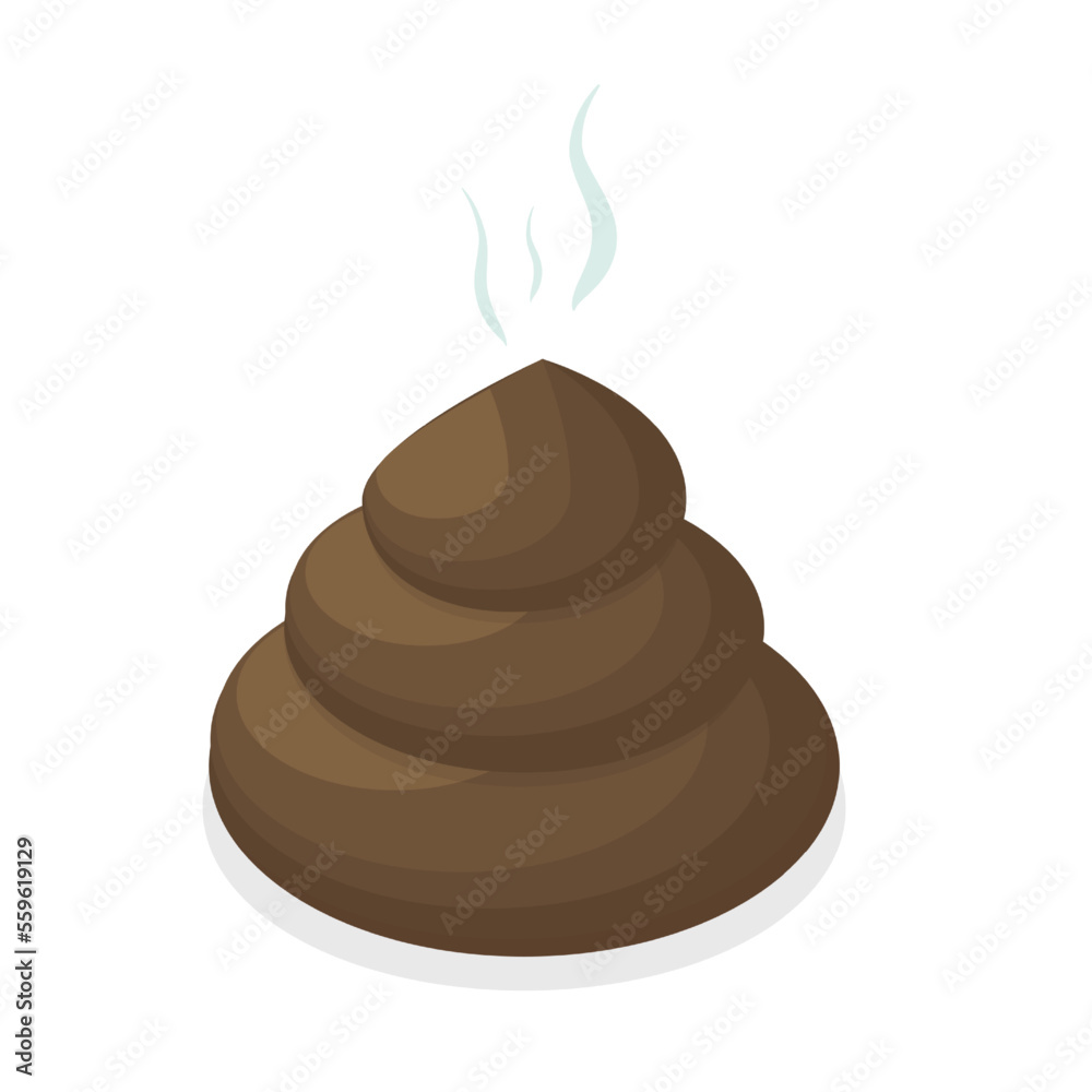 3D Isometric Flat Vector Icon of Pile Of Poo, Excrement and Smell 3D Isometric Flat Vector Icon of Pile Of Poo, Excrement and Smell