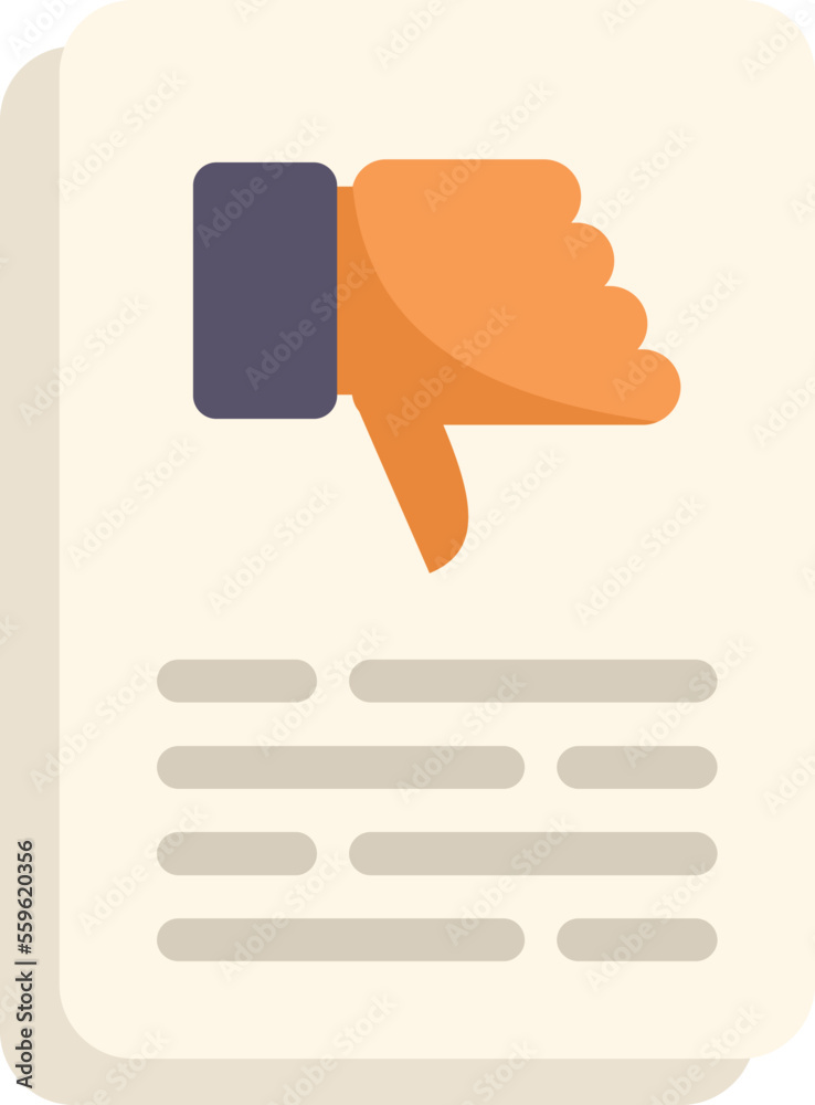 Paper dislike icon flat vector. Social media. Negative person isolated Paper dislike icon flat vector. Social media. Negative person isolated
