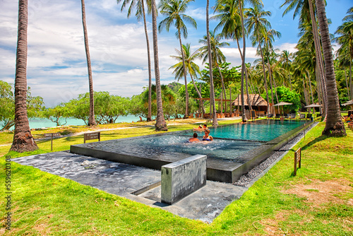 Hotel with swimming pool in Thian Og Bay; Koh Tao island; Surat Thani Province; Gulf thailand; South China Sea photo