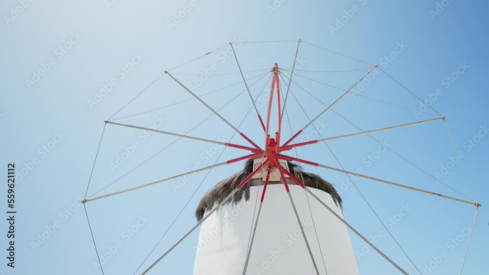 Windmill in Mykonos on a blue sky background Windmill in Mykonos on a blue sky background