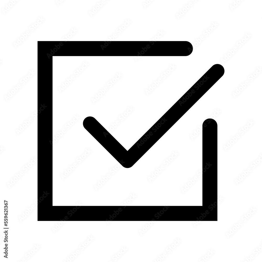 Check mark icon line isolated on white background. Black flat thin icon on modern outline style. Linear symbol and editable stroke. Simple and pixel perfect stroke vector illustration. Check mark icon line isolated on white background. Black flat thin icon on modern outline style. Linear symbol and editable stroke. Simple and pixel perfect stroke vector illustration.